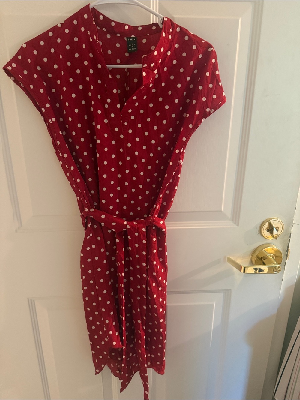 SHEIN Red Polka Dot Midi Dress